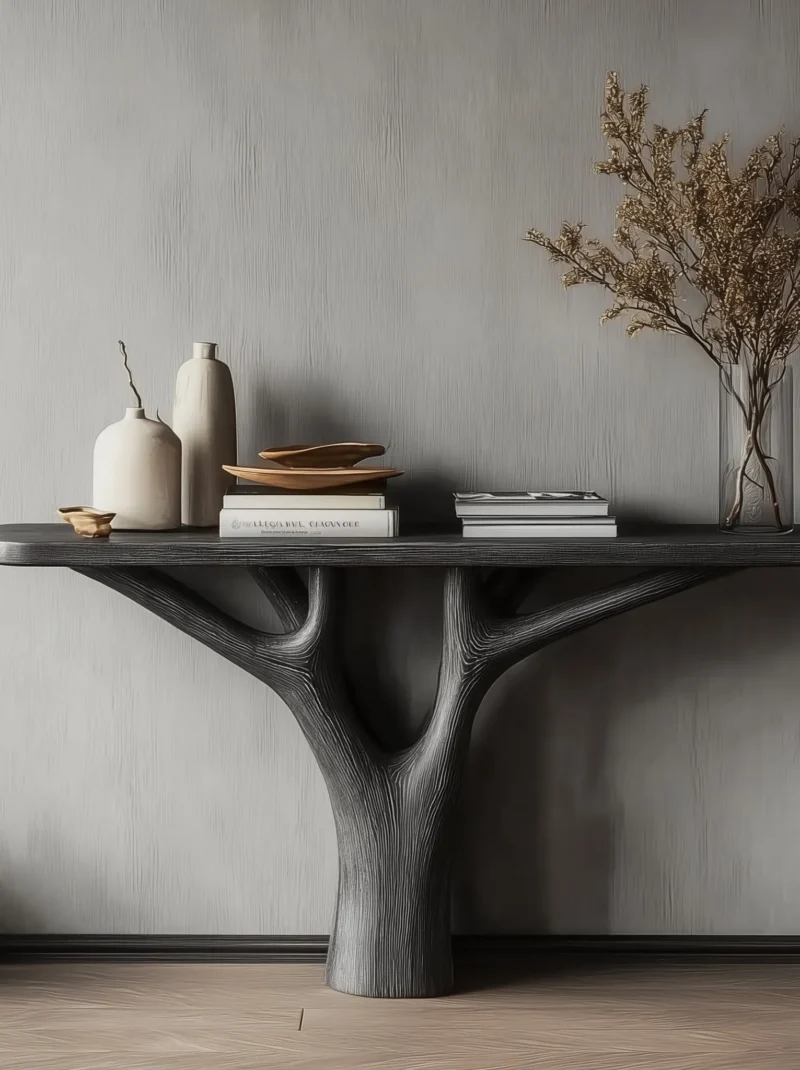 Arboreal Console Table Solid Wood Handcrafted for Foyer