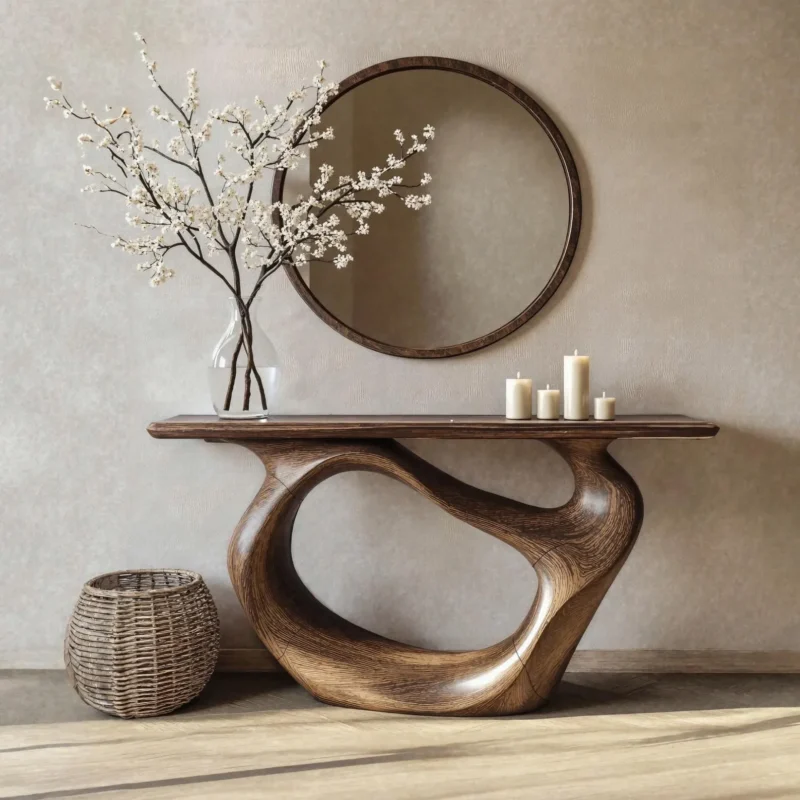 Natural Solid Wood Live Edge Console Table Narrow