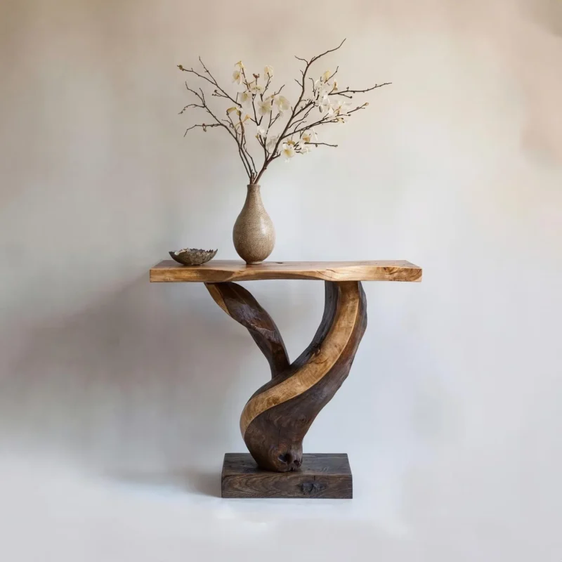 Farmhouse Narrow Live Edge Entry Console Side Table